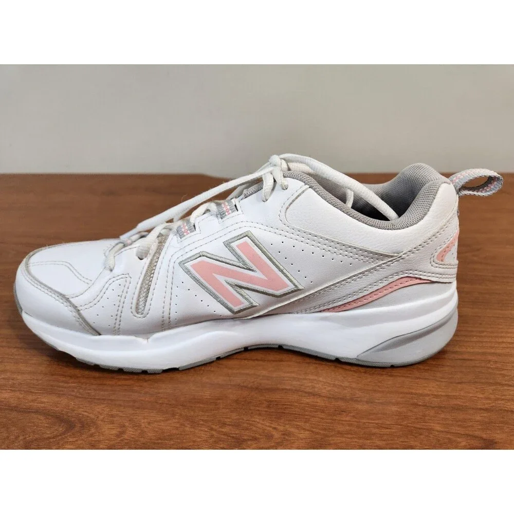 New Balance 608v5 Women 10 ~ Men 8.5 White Pink Leather Training Shoes WX608WP5